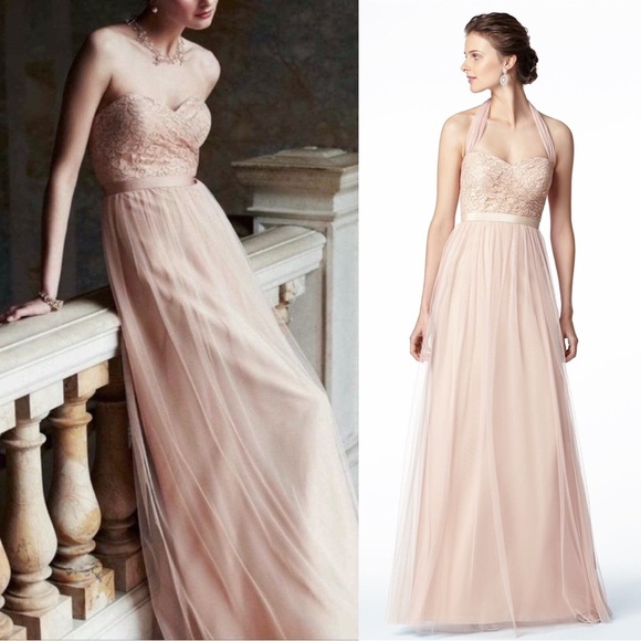 BHLDN • Jenny Yoo Juliette Dress Rose Quartz strapless lace tulle convertible - Picture 1 of 15
